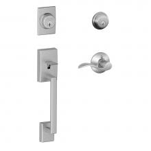 Schlage F62 CEN 626 ACC LH - Century Handleset with Double Cylinder Deadbolt and Accent Lever in Satin Chrome- Left Handed