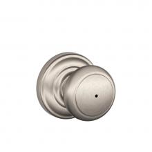 Schlage F40 AND 619 AND - Andover Knob with Andover Trim Bed and Bath Lock in Satin Nickel