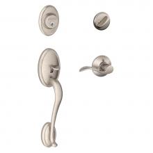 Schlage F60 WKF 619 ACC LH - Wakefield Handleset with Single Cylinder Deadbolt and Accent Lever in Satin Nickel - Left Handed