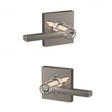Schlage F51A LAT 618 COL - Latitude Lever with Collins Trim Keyed Entry Lock in Polished Nickel