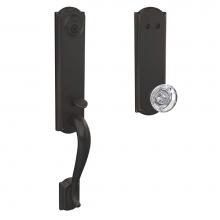 Schlage FCT93 CAM 716 HOB CAM - Custom Camelot 3/4 Trim Inactive Handleset with Hobson Glass Knob in Aged Bronze