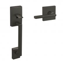 Schlage FC285 CEN 530 LAT COL - Custom Century Front Entry Handle and Latitude Lever with Collins Trim in Black Stainless