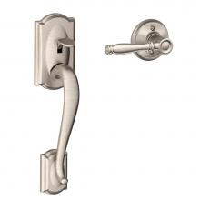 Schlage FE285 CAM 619 BIR - Camelot Lower Half Handleset and Birmingham Lever in Satin Nickel