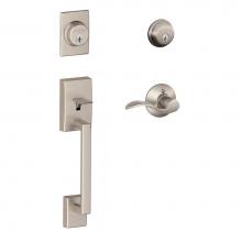 Schlage F62 CEN 619 ACC LH - Century Handleset with Double Cylinder Deadbolt and Accent Lever in Satin Nickel- Left Handed
