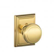 Schlage F170 AND 605 ADD - Andover Knob with Addison Trim Non-Turning Lock in Bright Brass