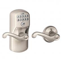 Schlage FE575 PLY 619 FLA - Flair Keypad Lever with Plymouth Trim in Satin Nickel