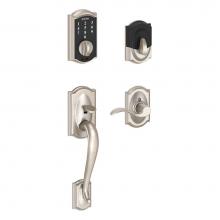 Schlage FE375 CAM 619 ACC - Touch Keyless Touchscreen Handleset with Accent Lever and Camelot Trim in Satin Nickel - Right Han