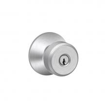 Schlage F51A BWE 626 - Bowery Knob Keyed Entry Lock in Satin Chrome