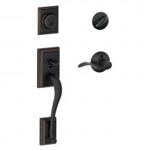 Schlage F60 ADD 716 ACC LH - Addison Handleset with Single Cylinder Deadbolt and Accent Lever in Aged Bronze - Left Handed
