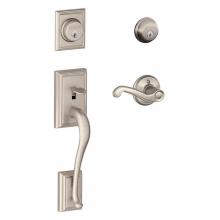 Schlage F62 ADD 619 FLA LH - Addison Handleset with Double Cylinder Deadbolt and Flair Lever in Satin Nickel- Left Handed