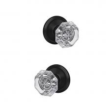 Schlage FC21 ALX 622 ALD - Custom Alexandria Glass Knob with Alden Trim Hall-Closet and Bed-Bath Lock in Matte Black