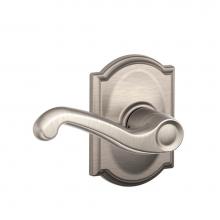 Schlage F10 FLA 619 CAM - Flair Lever with Camelot Trim Hall and Closet Lock in Satin Nickel