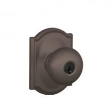 Schlage F51A PLY 613 CAM - Plymouth Knob with Camelot Trim Keyed Entry Lock in Oil Rubbed Bronze