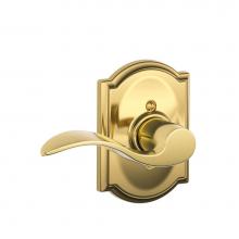Schlage F170 ACC 605 CAM LH - Accent Lever with Camelot Trim Non-Turning Lock in Bright Brass - Left Handed