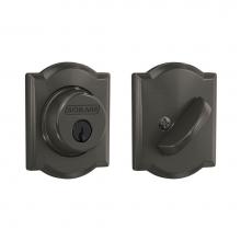 Schlage B60 CAM 530 - Single Cylinder Deadbolt with Camelot Trim in Black Stainless