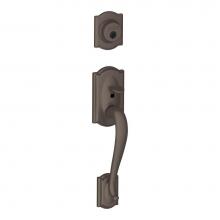 Schlage F58 CAM 613 - Camelot Exterior Handleset Grip with Exterior Single Cylinder Deadbolt in Oil Rubbed Bronze