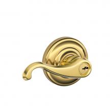 Schlage F51A CLT 605 AND - Callington Lever with Andover Trim Keyed Entry Lock in Bright Brass