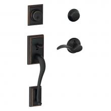 Schlage F62 ADD 716 AVA LH - Addison Handleset with Double Cylinder Deadbolt and Avanti Lever in Aged Bronze- Left Handed