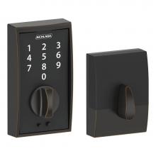 Schlage BE375 CEN 716 - Touch Keyless Touchscreen Deadbolt with Century Trim in Aged Bronze