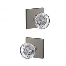 Schlage FC21 HOB 619 COL - Custom Hobson Glass Knob with Collins Trim Hall-Closet and Bed-Bath Lock in Satin Nickel