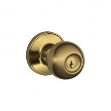 Schlage J54 CNA 609 - Corona Knob Keyed Entry Lock in Antique Brass