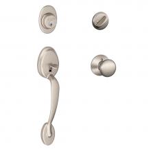 Schlage F60 PLY 619 - Plymouth Handleset with Single Cylinder Deadbolt and Plymouth Knob in Satin Nickel