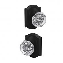 Schlage FC21 ALX 622 CAM - Custom Alexandria Glass Knob with Camelot Trim Hall-Closet and Bed-Bath Lock in Matte Black