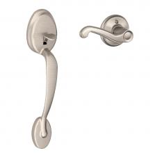 Schlage FE285 F PLY 619 FLA LH - Plymouth Lower Half Handleset and Flair Lever in Satin Nickel - Left Handed