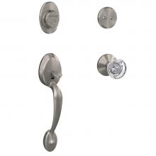 Schlage FC93 PLY 619 HOB KIN - Custom Plymouth Inactive Handleset with Hobson Glass Knob and Kinsler Trim in Satin Nickel