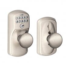 Schlage FE595 PLY 619 - Plymouth Keypad Knob with Plymouth Trim in Satin Nickel