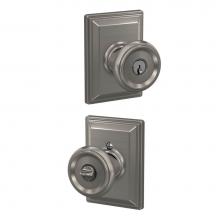 Schlage F51A OFM 619 GDV - Offerman Knob with Grandville Trim Keyed Entry Lock in Satin Nickel