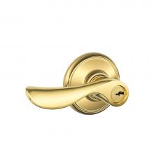 Schlage F51A CHP 605 - Champagne Lever Keyed Entry Lock in Bright Brass