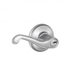 Schlage F51 V FLA 626 - Flair Lever Keyed Entry Lock in Satin Chrome