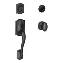 Schlage F60 CAM 622 SIE - Camelot Handleset with Single Cylinder Deadbolt and Siena Knob in Matte Black