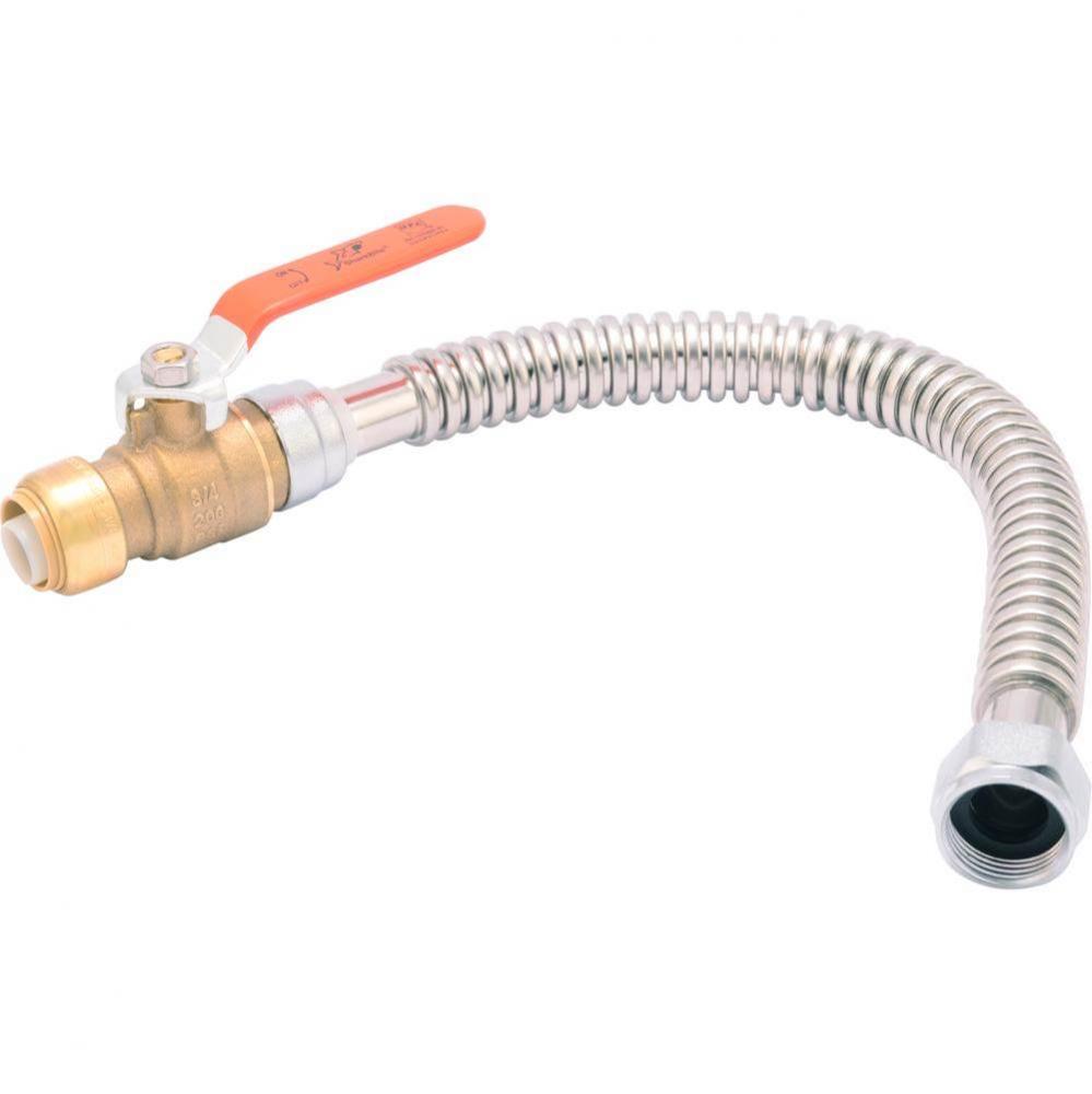 SB Flexible Water Heater Connector 1/2-in BV x 3/4-in FIP x 18-in SS