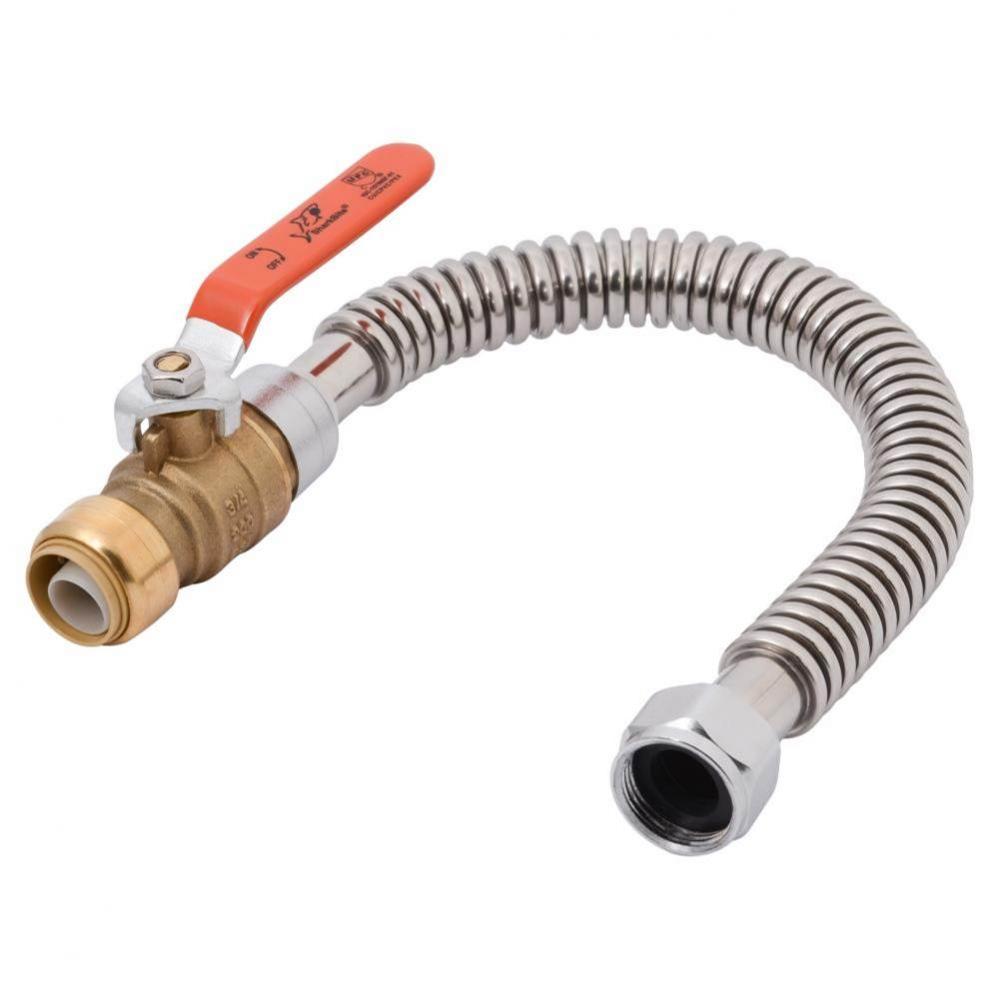 SB Flexible Water Heater Connector 3/4- in BV x 3/4 FIP x 18-in SS
