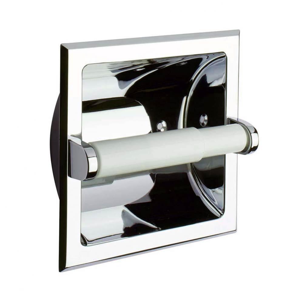 Recessed Paper Holder With White Plastic Roller, Screw In