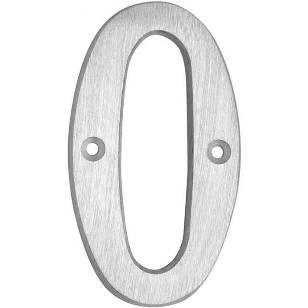 No.0 Classic 4'' House Number, Brushed Aluminum