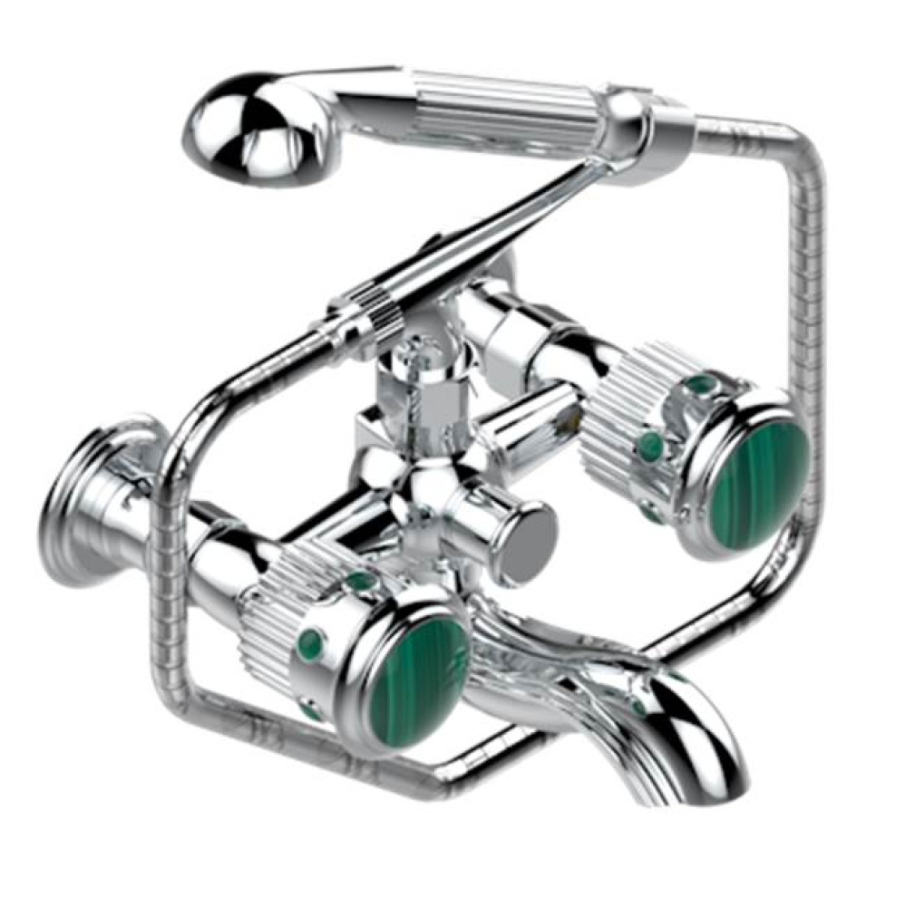 Exposed Tub Filler With Cradle Handshower, Wall Mounted