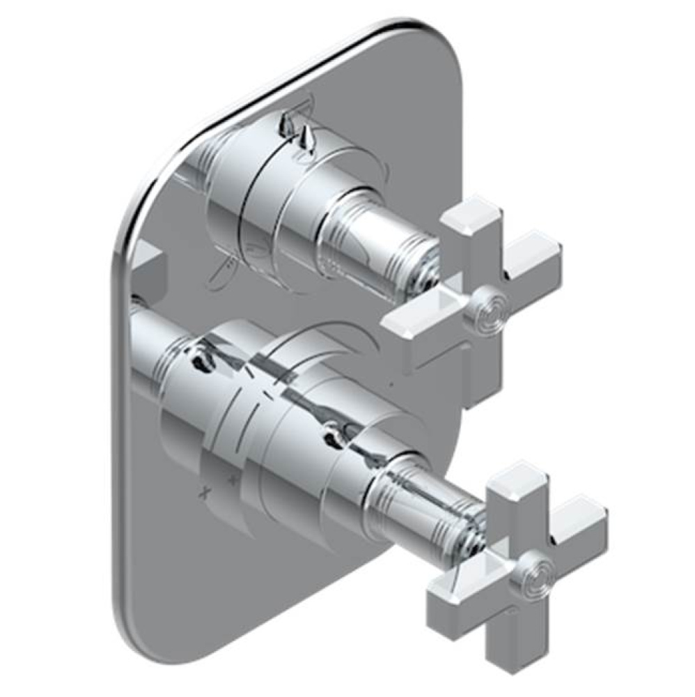 Trim for thermostatic mixer with stop valve and 3 way diverter, rough part supplied with fixing bo