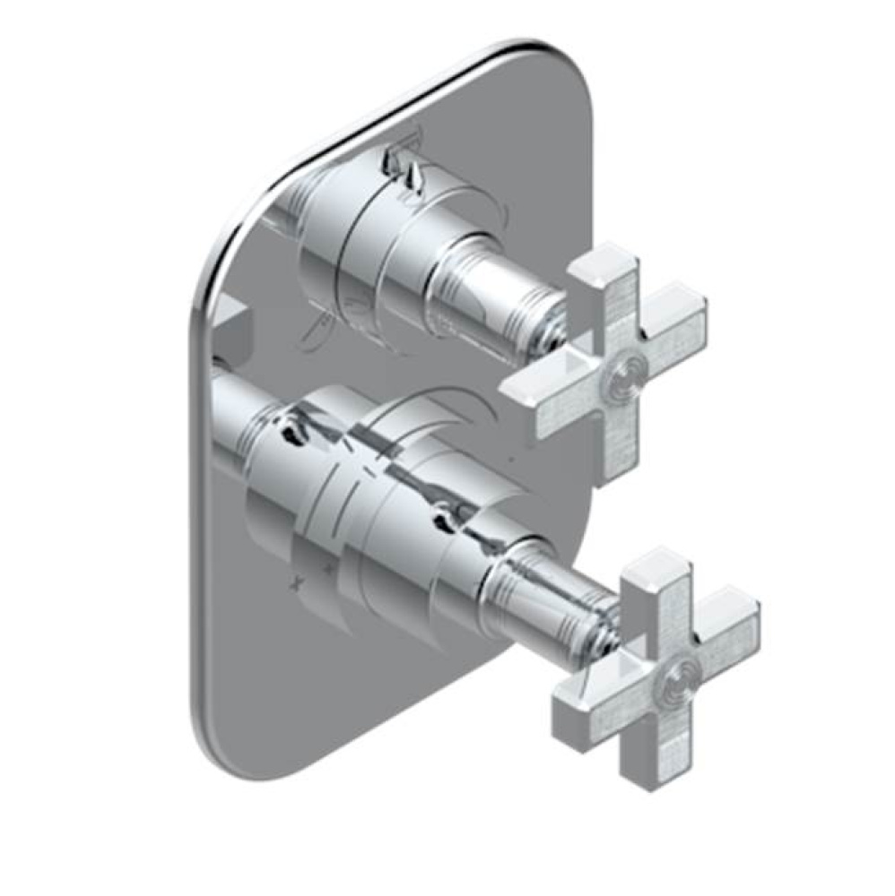 Trim for thermostatic mixer with stop valve and 3 way diverter, rough part supplied with fixing bo