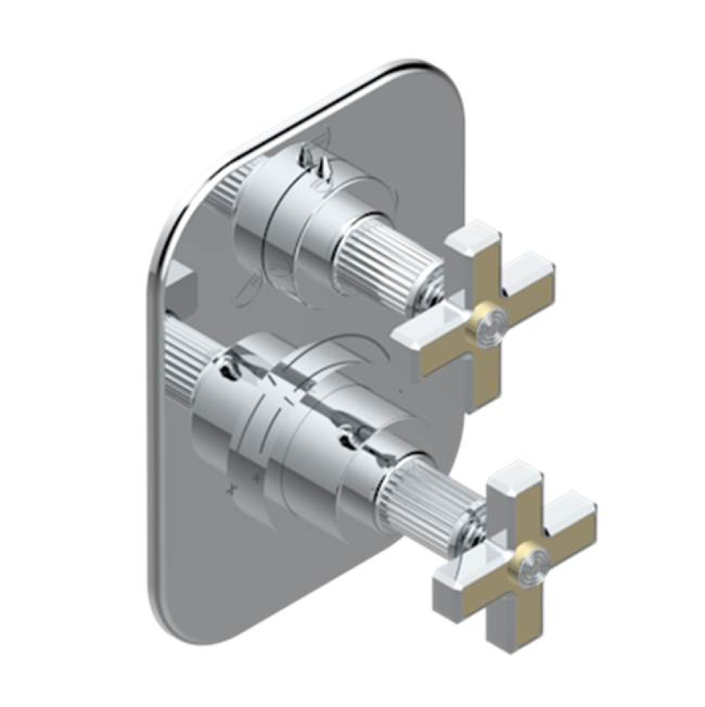 Trim for thermostatic mixer with stop valve and 3 way diverter, rough part supplied with fixing bo