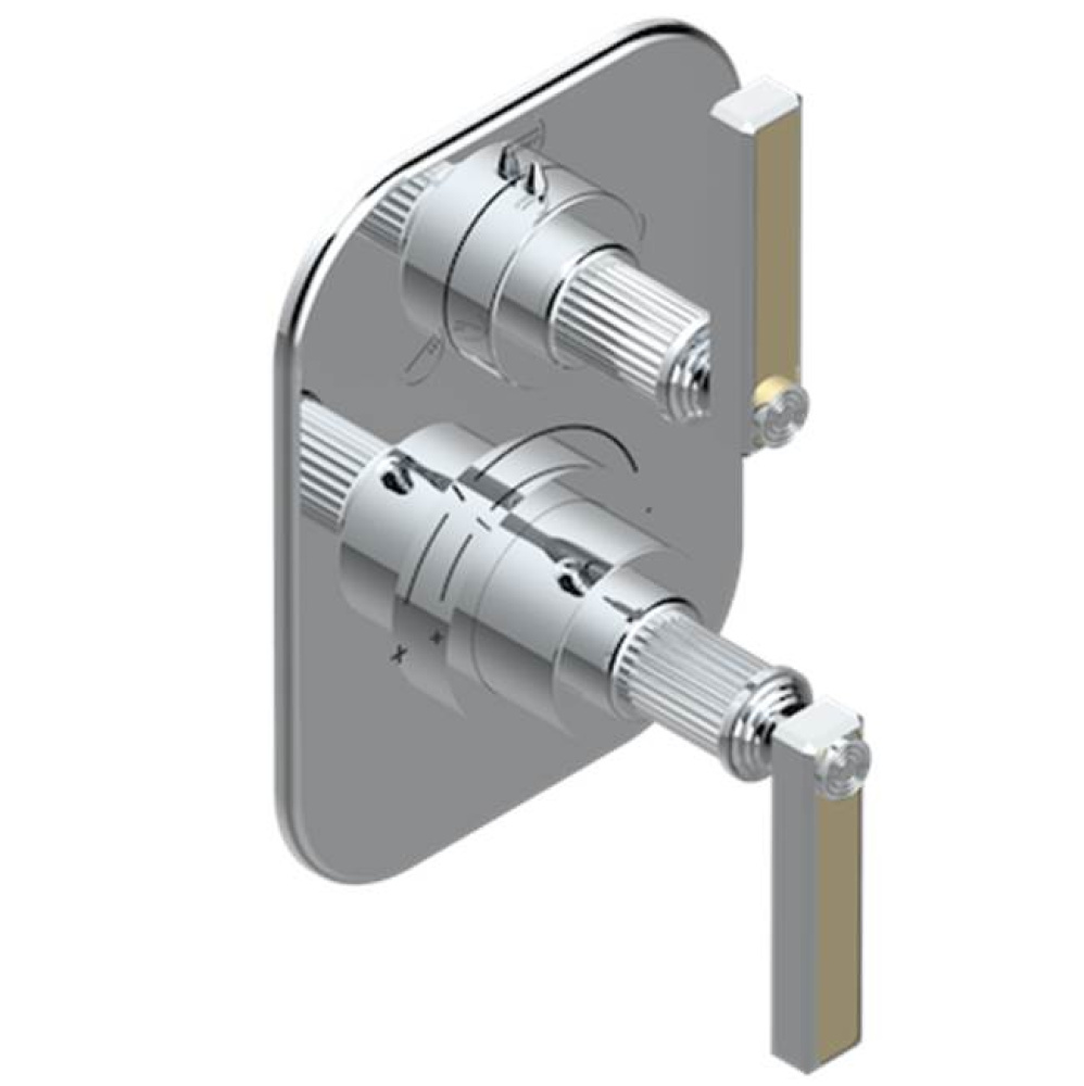 Trim for thermostatic mixer with stop valve and 3 way diverter, rough part supplied with fixing bo