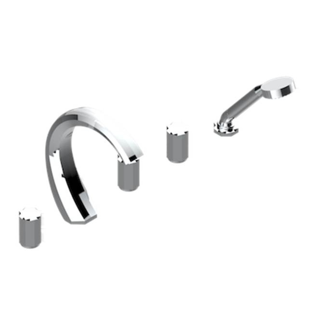 Roman Tub Set With 2 x 3/4'' Valves And Rim Mounted Ceramic Mixer With Progressive Cartr