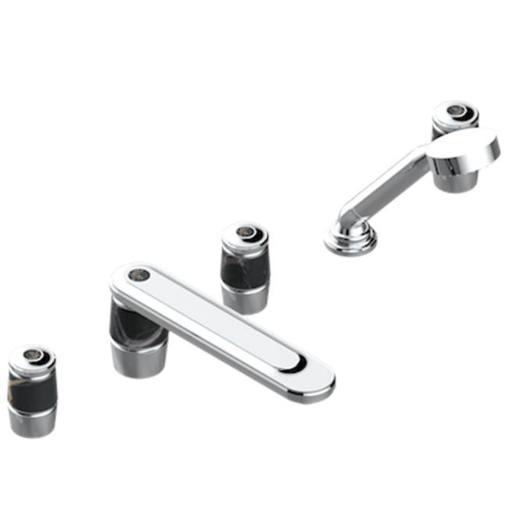 Roman Tub Set With 2 x 3/4'' Valves And Rim Mounted Ceramic Mixer With Progressive Cartr