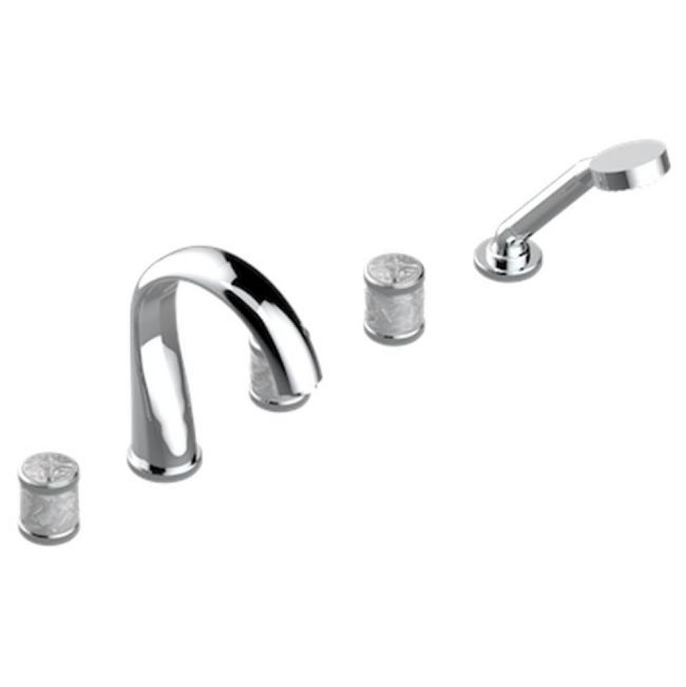 Roman Tub Set With 2 x 3/4'' Valves And Rim Mounted Ceramic Mixer With Progressive Cartr