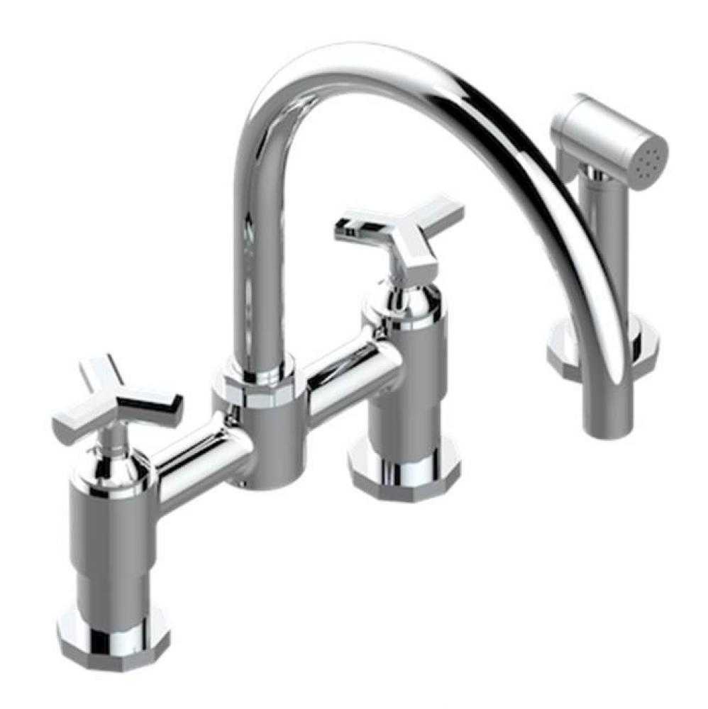 Two Hole Bridge Kitchen Faucet With Side Spray