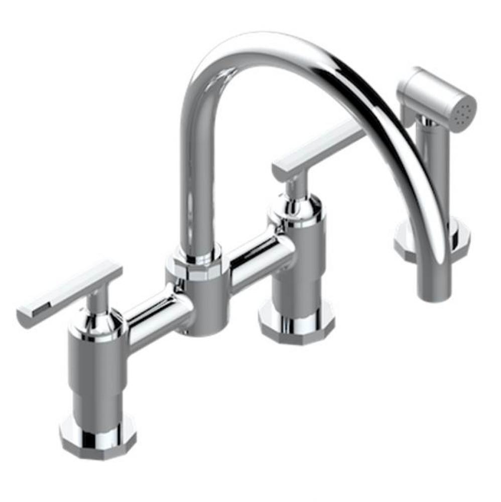 Two Hole Bridge Kitchen Faucet With Side Spray
