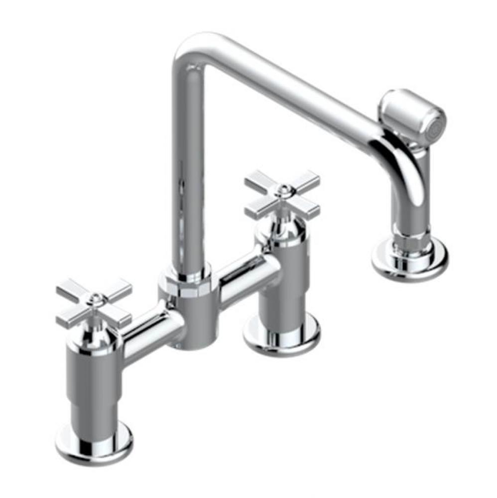 Two Hole Bridge Kitchen Faucet With Side Spray