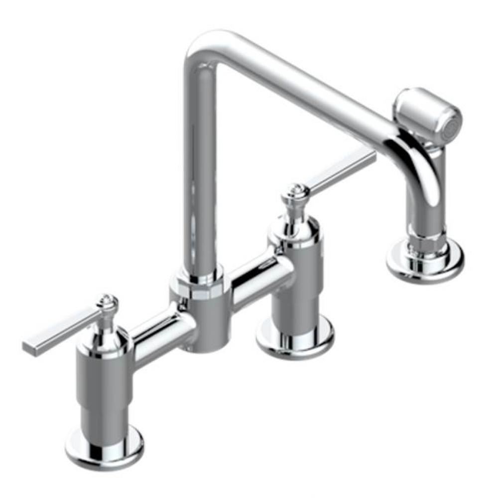 Two Hole Bridge Kitchen Faucet With Side Spray